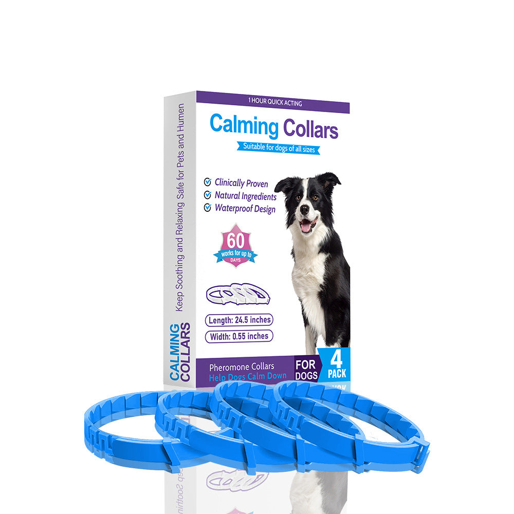 NNEDSZ Blue Calming Collars for Dogs - Natural Stress Relief, Adjustable, 4 Pack