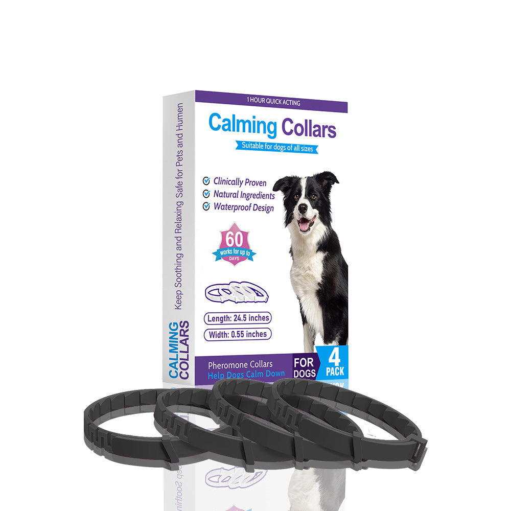 NNEDSZ Black Calming Collars for Dogs - Natural Stress Relief, Adjustable, 4 Pack