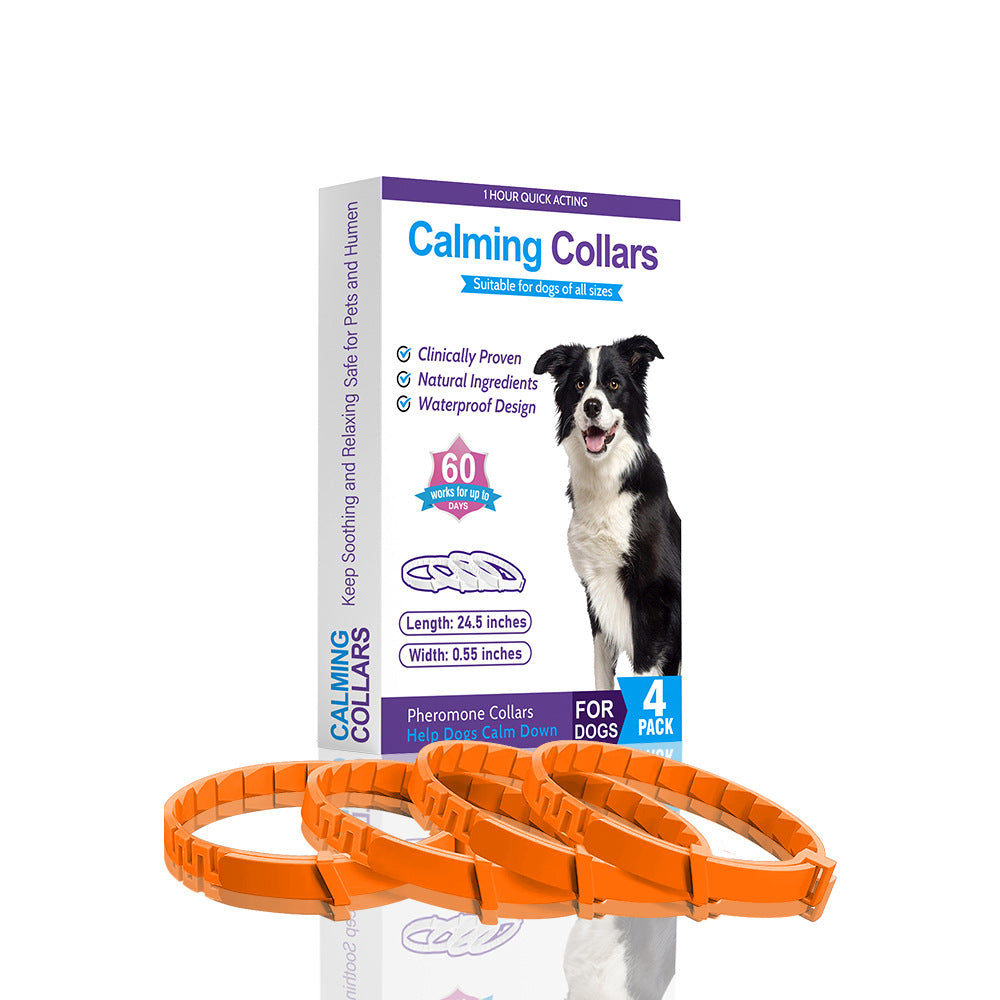 NNEDSZ Orange Calming Collars for Dogs - Natural Stress Relief, Adjustable, 4 Pack
