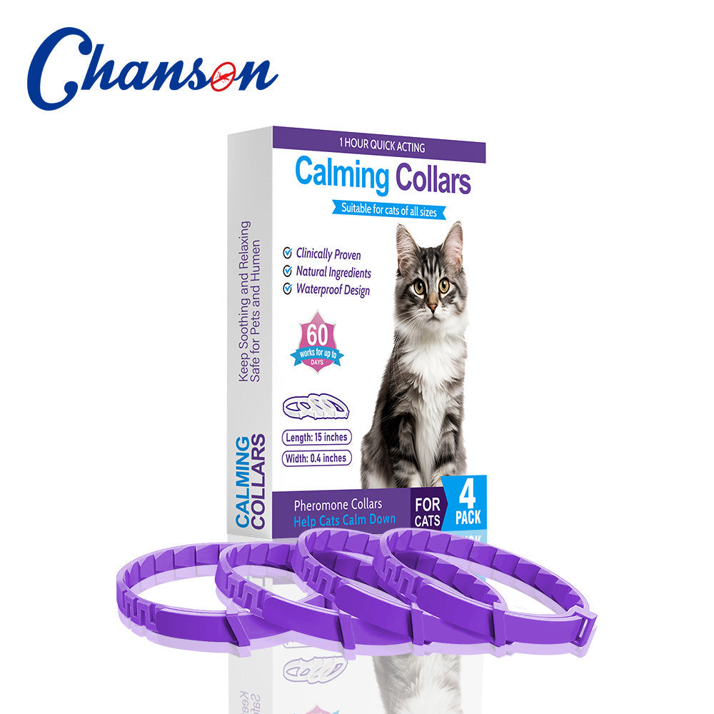 NNEDSZ Purple Calming Collars for Cats - Natural Anxiety Relief, Adjustable, 4 Pack